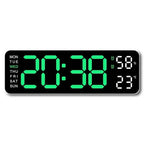 LED Digital Wall Clock with Large Display, Temperature & Humidity, Auto Light Sensor