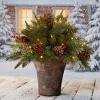 LED Evergreen Urn Filler Festive Holiday Decor