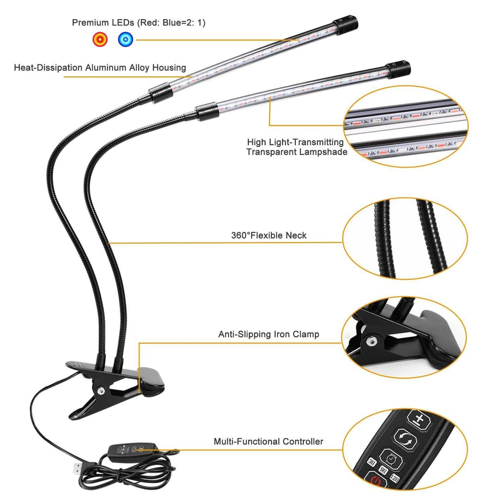 LED Grow Light Dual Head Lamp