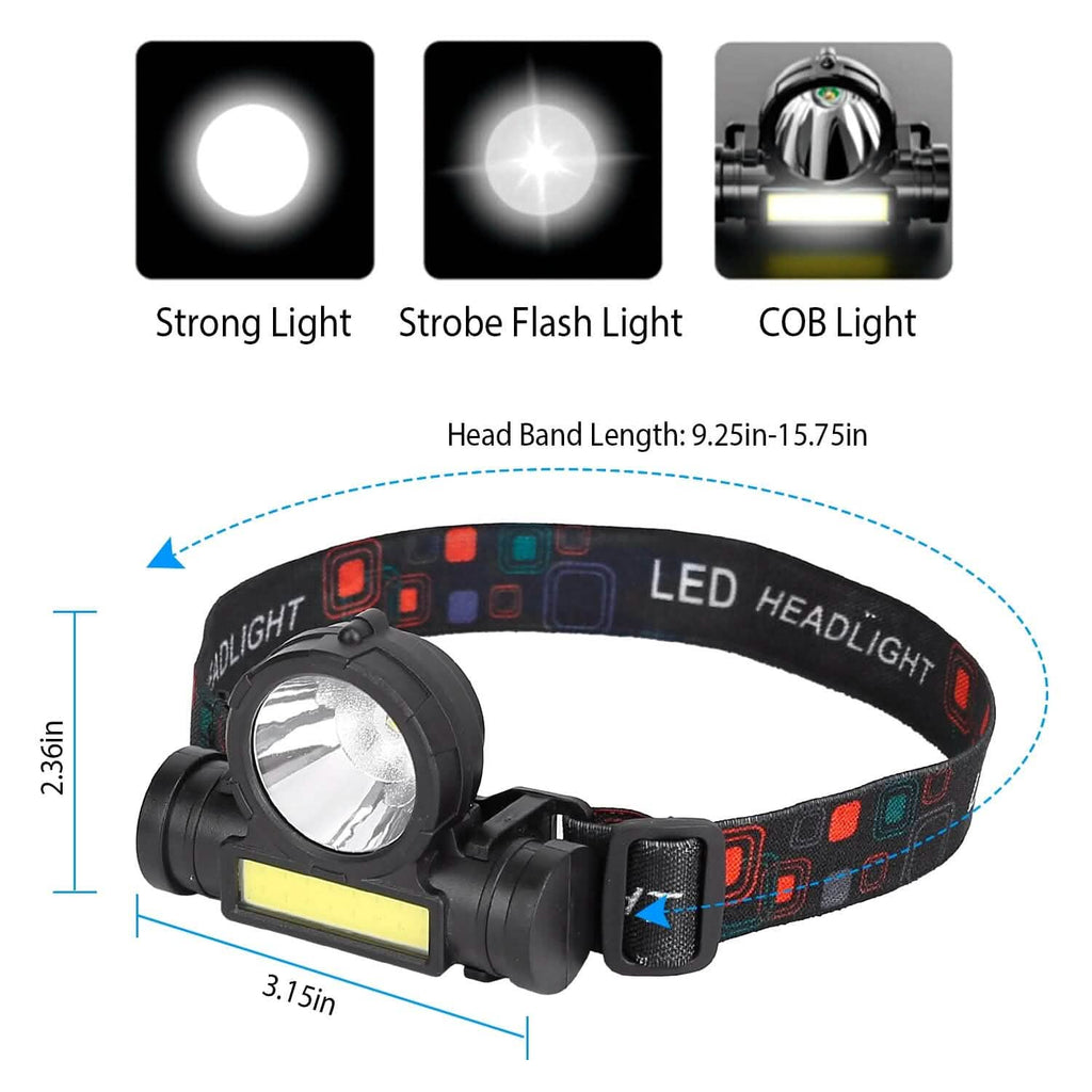 LED Headlight Super Bright Head Torch with 3 Lighting Modes