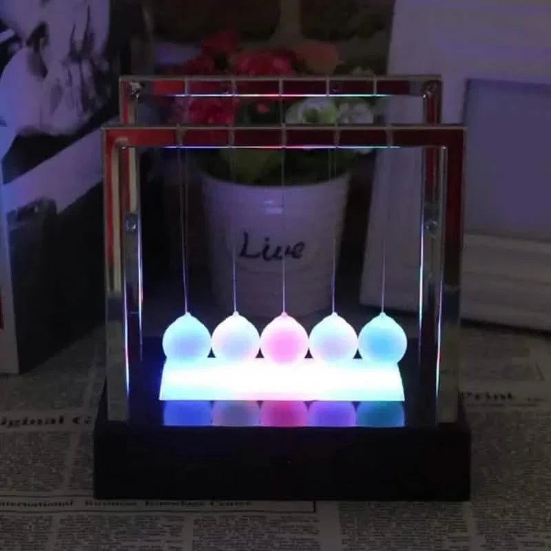 LED Light Up Pendulum Perpetual Fun Science Physics Learning Balance Balls Desk Toys