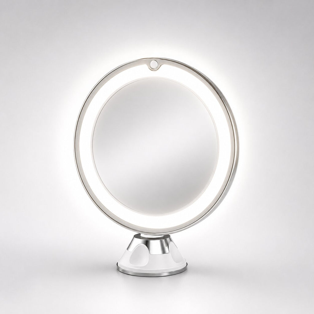 LED Lighted Makeup Mirror with 10x Magnification and 360° Swivel