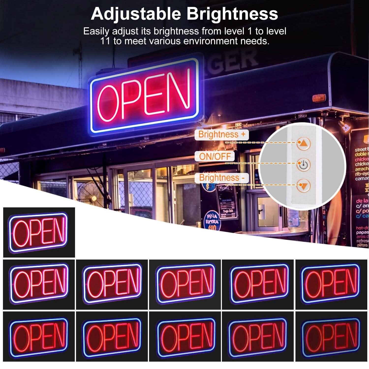LED Open Sign Advertisement Board with 11 Levels Adjustable Brightness