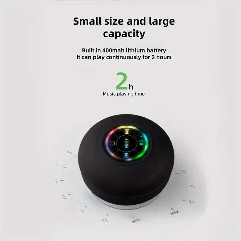 LED Portable Wireless Rechargeable Suction Bathroom Speaker