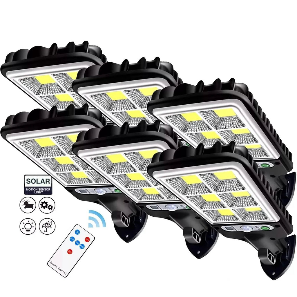 LED Solar Light Motion Sensor 3 Modes Flood Lamp Outdoor Street Wall Yard Garden