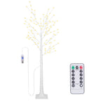 Lighted Birch Tree Artificial White Birch Tree Wig with 8 Warm White Lighting Modes