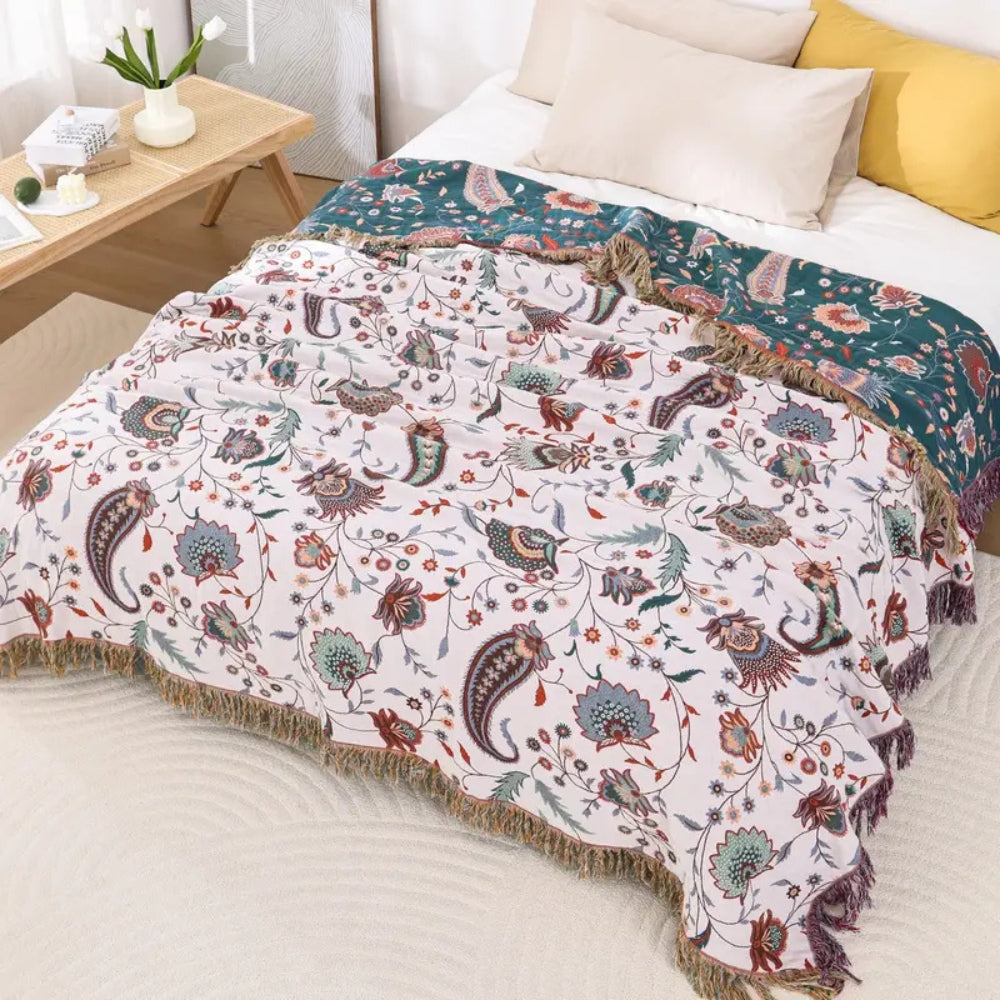 Liora Vintage Floral Reversible Cotton Blanket
