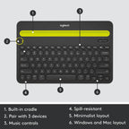 Logitech K480 Bluetooth Multi-Device Keyboard Black