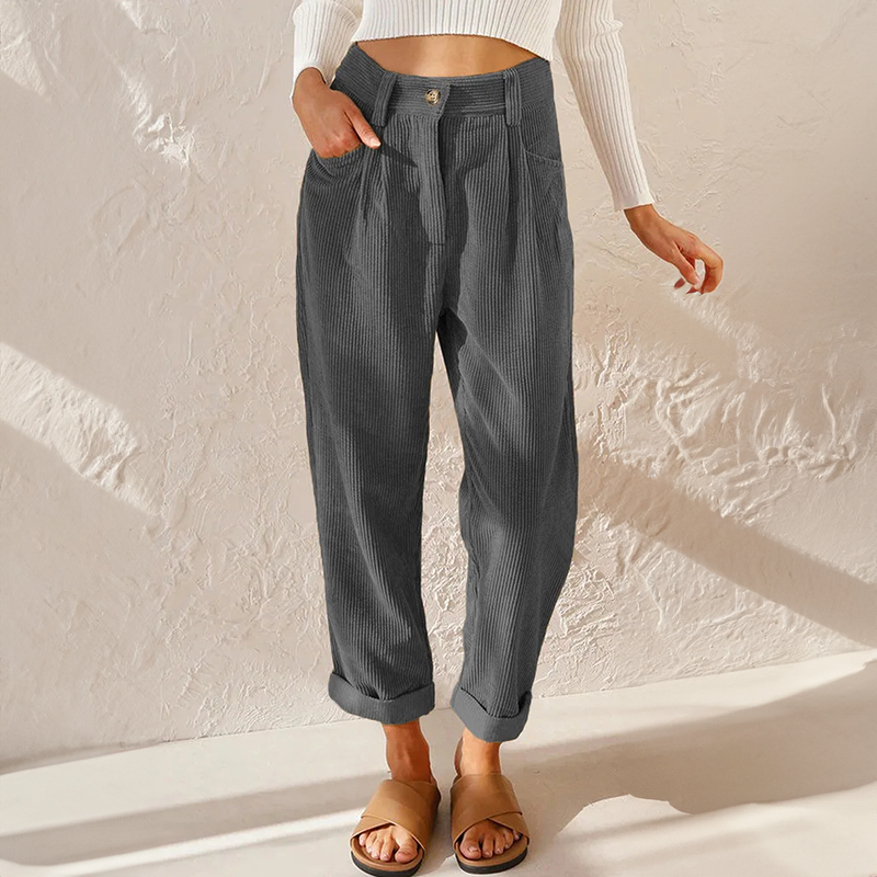 High-Waisted Corduroy Trousers for Women