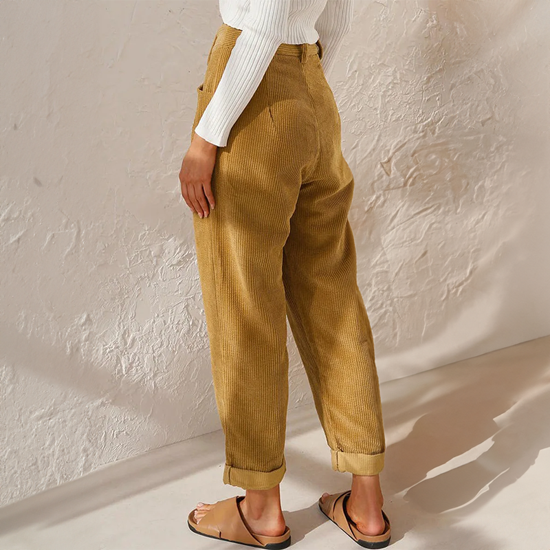 High-Waisted Corduroy Trousers for Women