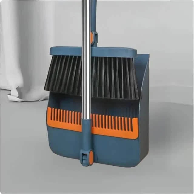 Long Handle Rotating Broom and Dustpan Set with Comb Tooth