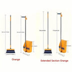 Long Handle Rotating Broom and Dustpan Set with Comb Tooth