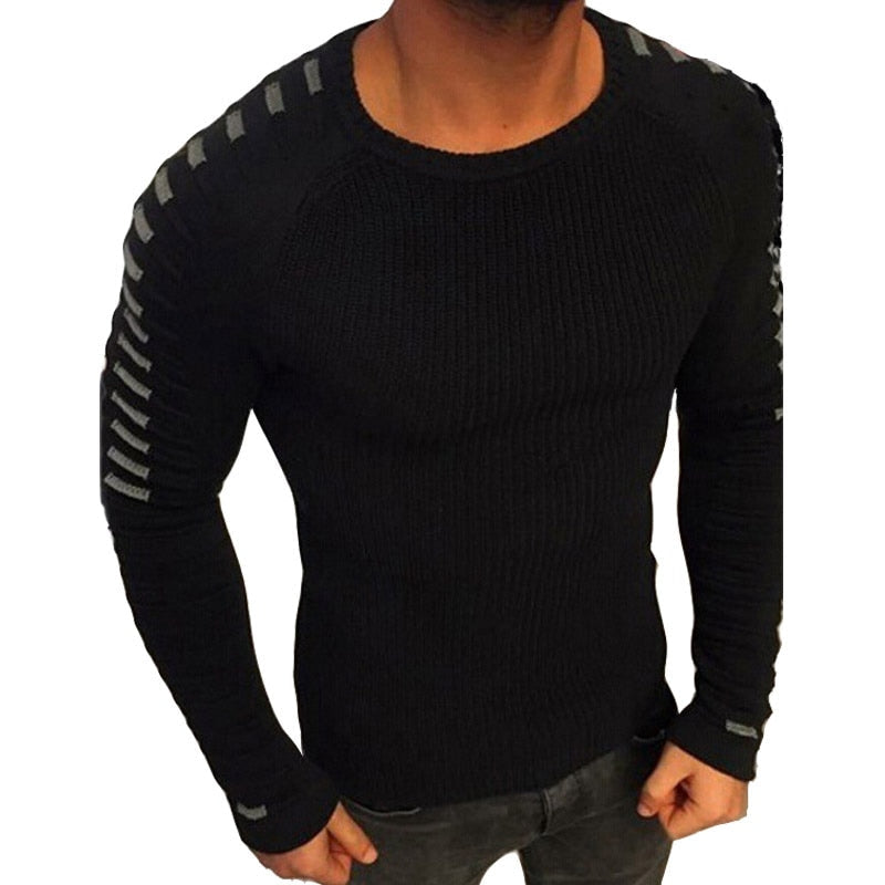 Long Pleated Knitted Sweater for Men