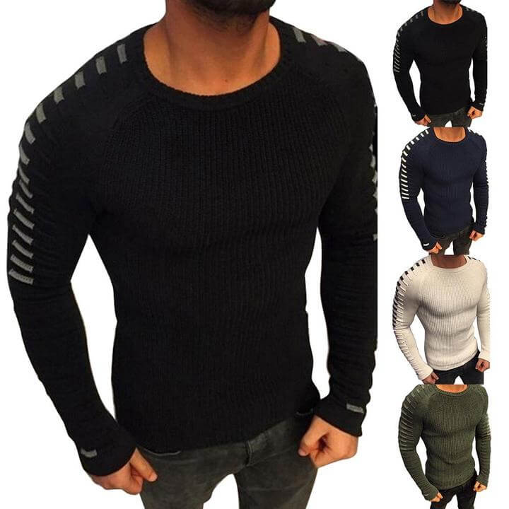 Long Pleated Knitted Sweater for Men