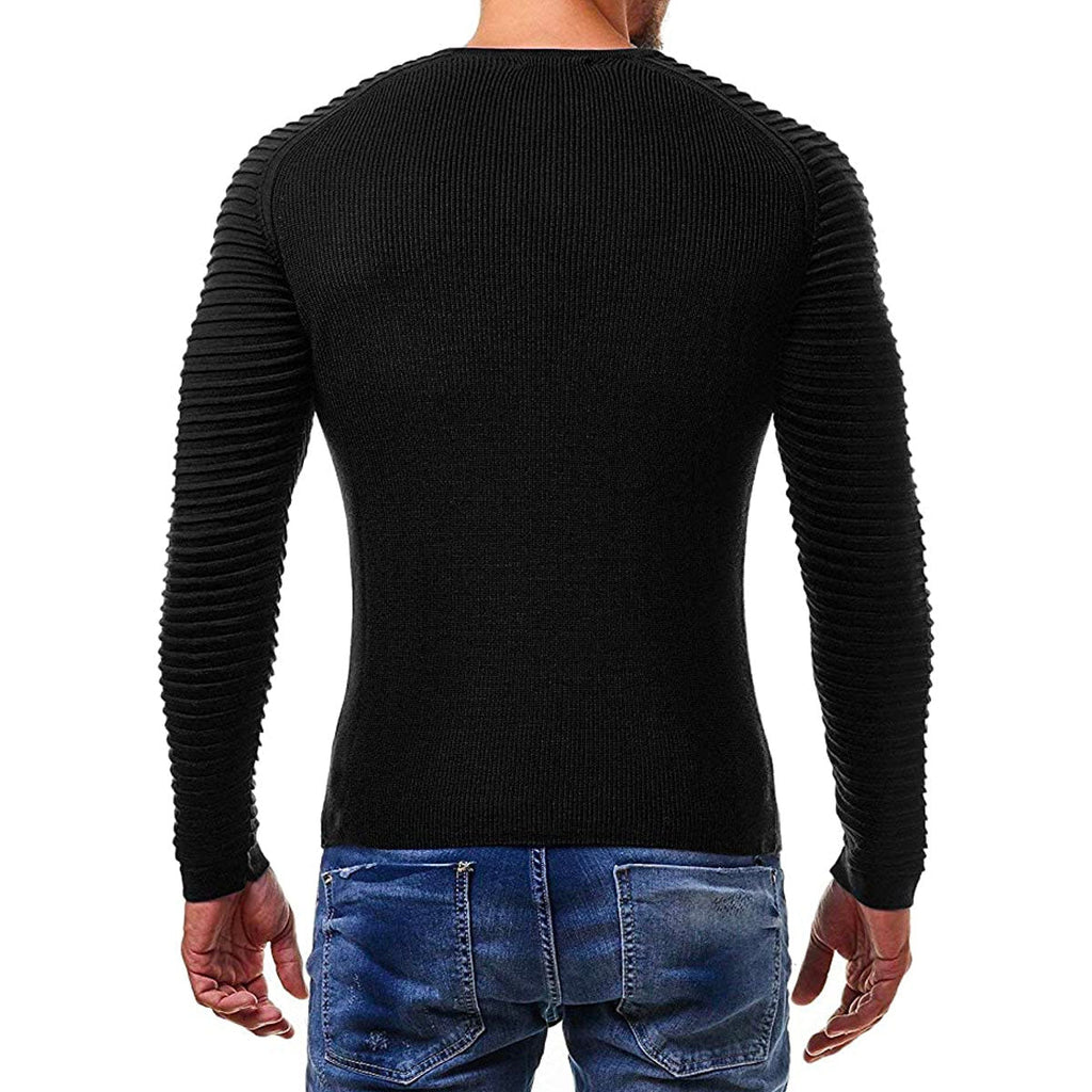 Long Pleated Knitted Sweater for Men