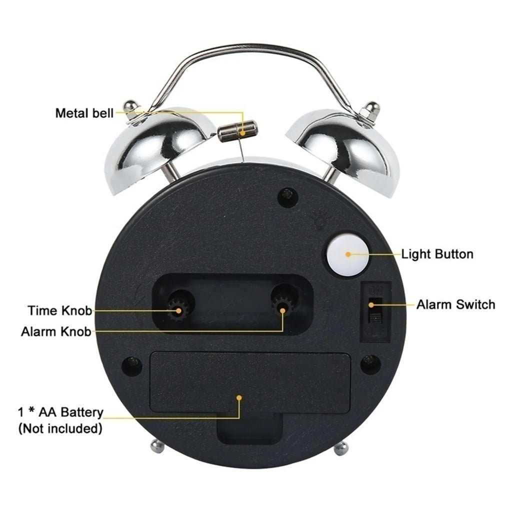 Retro Twin Bell Loud Alarm Clock for Heavy Sleepers