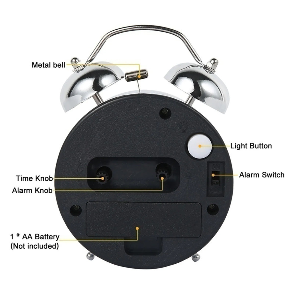 Retro Twin Bell Loud Alarm Clock for Heavy Sleepers