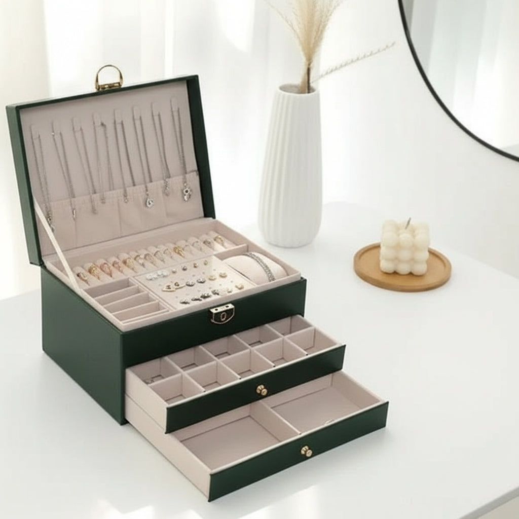 Leather Jewelry Organizer Box for Stylish Storage