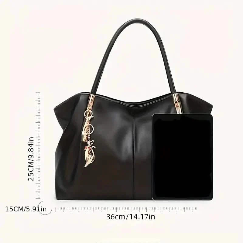 Luxurious Large Capacity Satchel Bag Stylish Top-Handle Design With Pendant