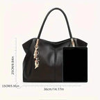 Luxurious Large Capacity Satchel Bag Stylish Top-Handle Design With Pendant