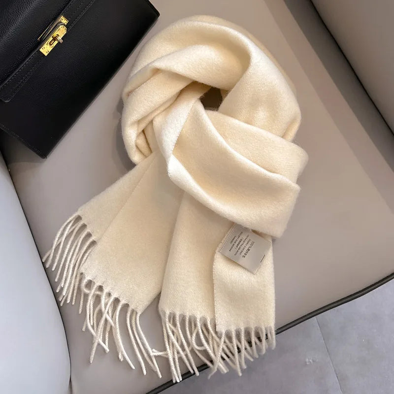 Lyvara Wool Narrow Scarf - Unisex Solid Color Warm & Soft