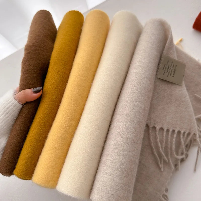 Lyvara Wool Narrow Scarf - Unisex Solid Color Warm & Soft