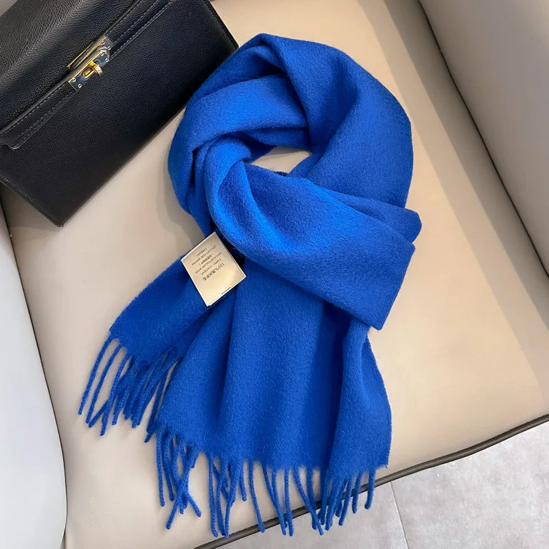 Lyvara Wool Narrow Scarf - Unisex Solid Color Warm & Soft