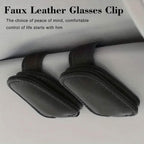 Magnetic PU Leather Car Visor Sunglasses Holder
