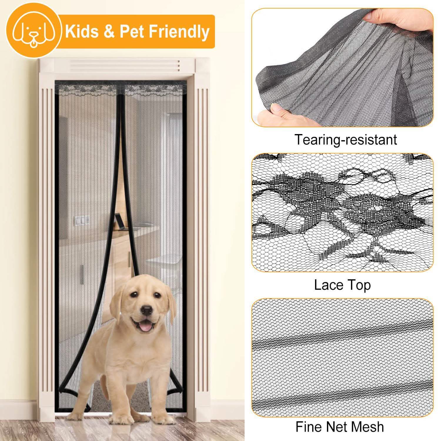 Magnetic Screen Door Hands-free Fly Mesh Door Curtain