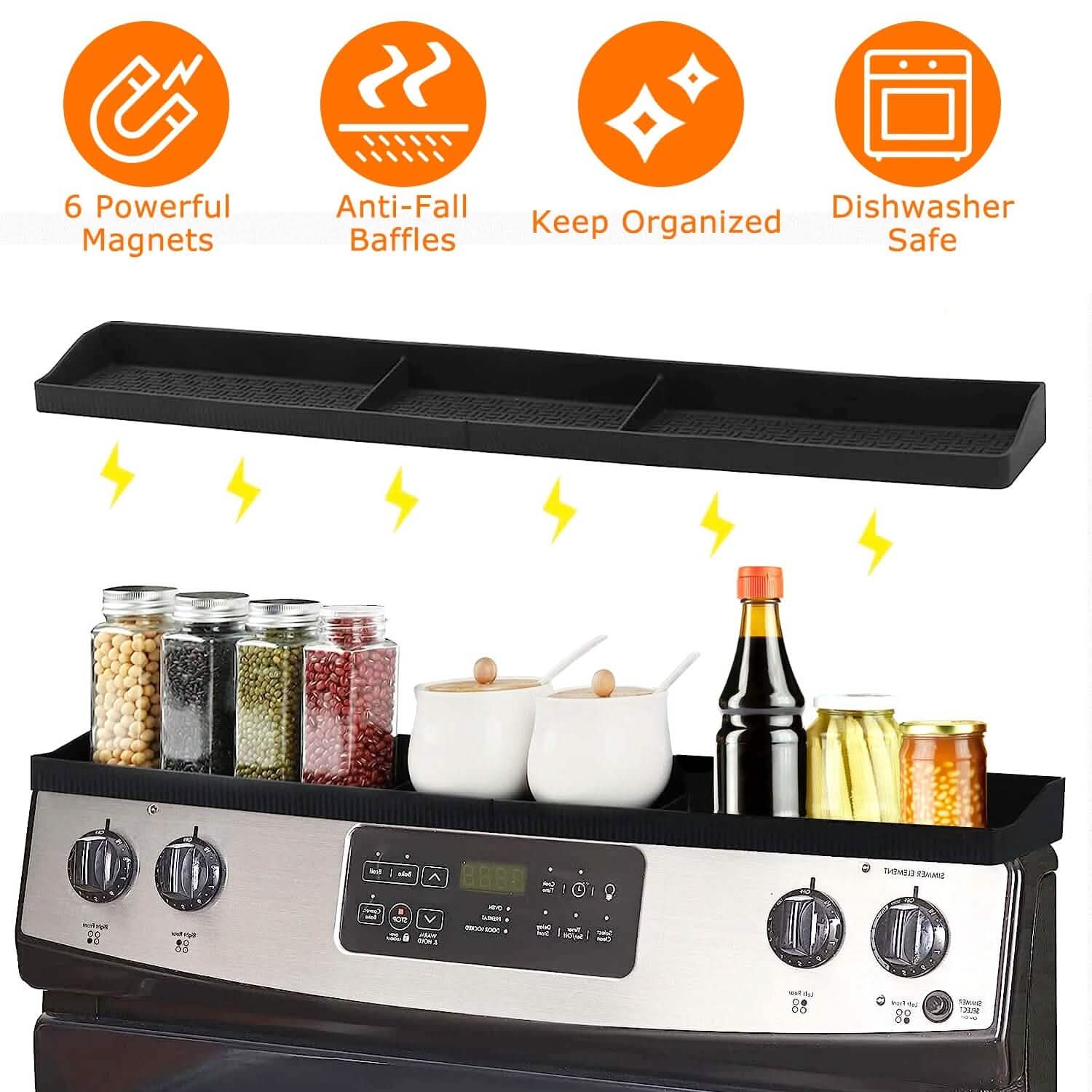 Magnetic Stove Top Shelf Silicone Non-Slip Organizer