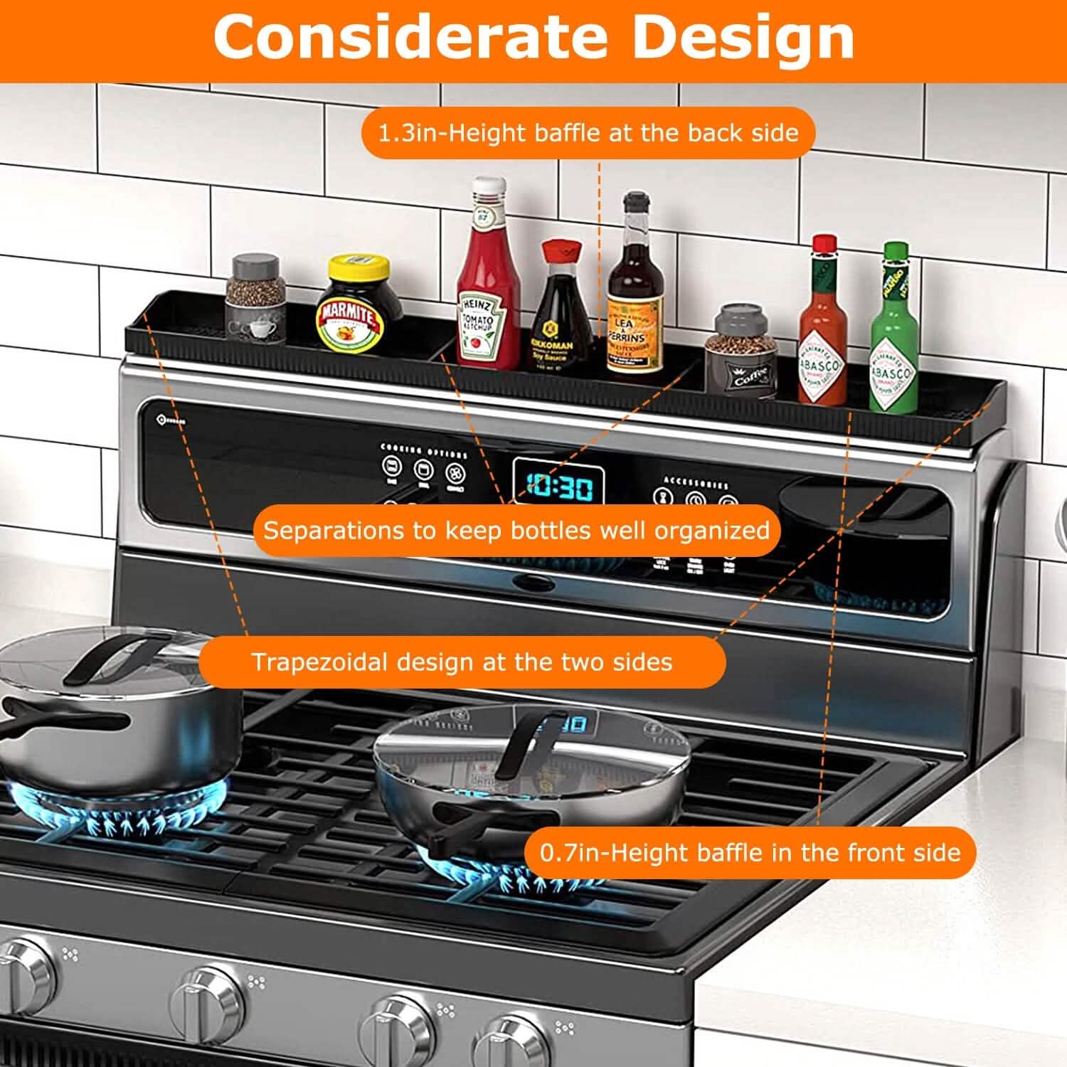 Magnetic Stove Top Shelf Silicone Non-Slip Organizer