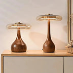 Andi Glass Table Lamp | Modern Brass & Wood Accent Light