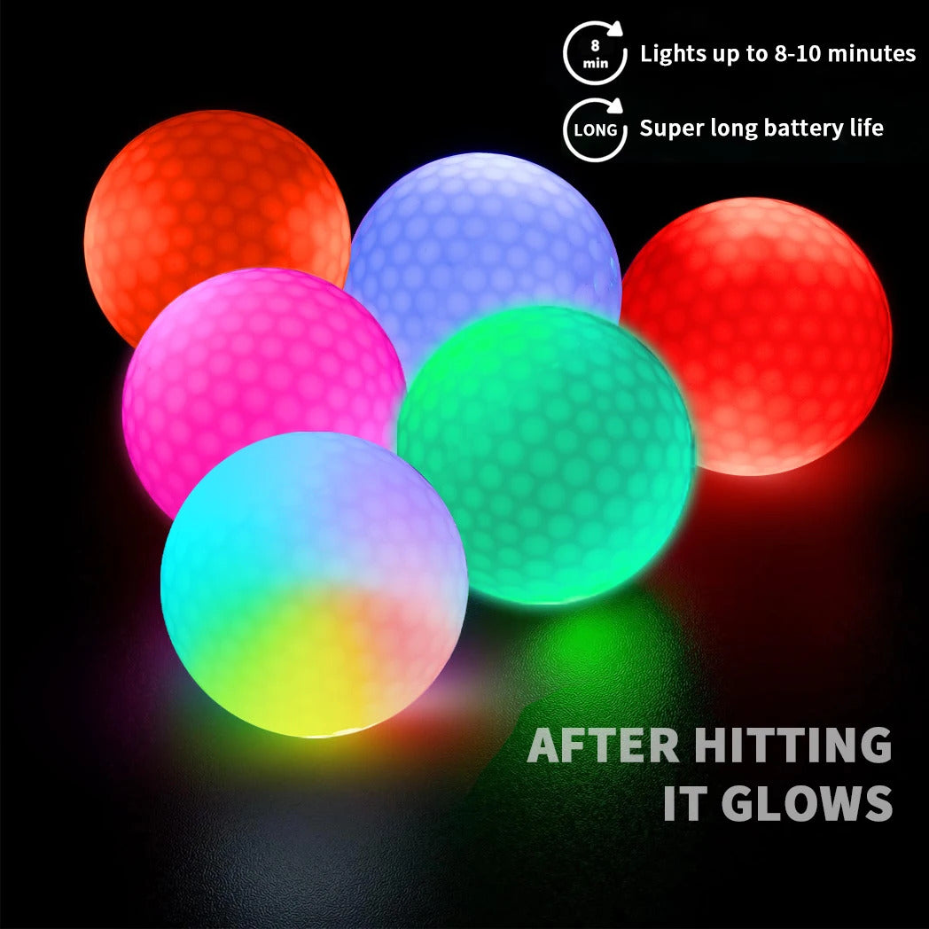 Caiton Glow in the Dark Golf Balls - Set of 6 Impact-Activated, High-Visibility Luminous Golf Balls for Nighttime Play, Ideal Gift
