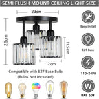 Modern Gold Luxury Crystal Ceiling Light | 3-Light Semi Flush Mount