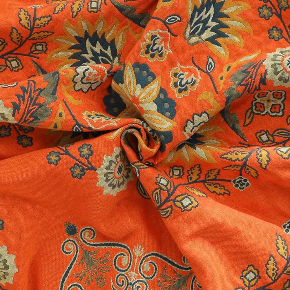 Floral Reversible Throw Blanket - Orange & Teal