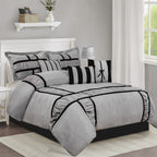 7 Piece Microfiber Ruffle and Patchwork Comforter Set