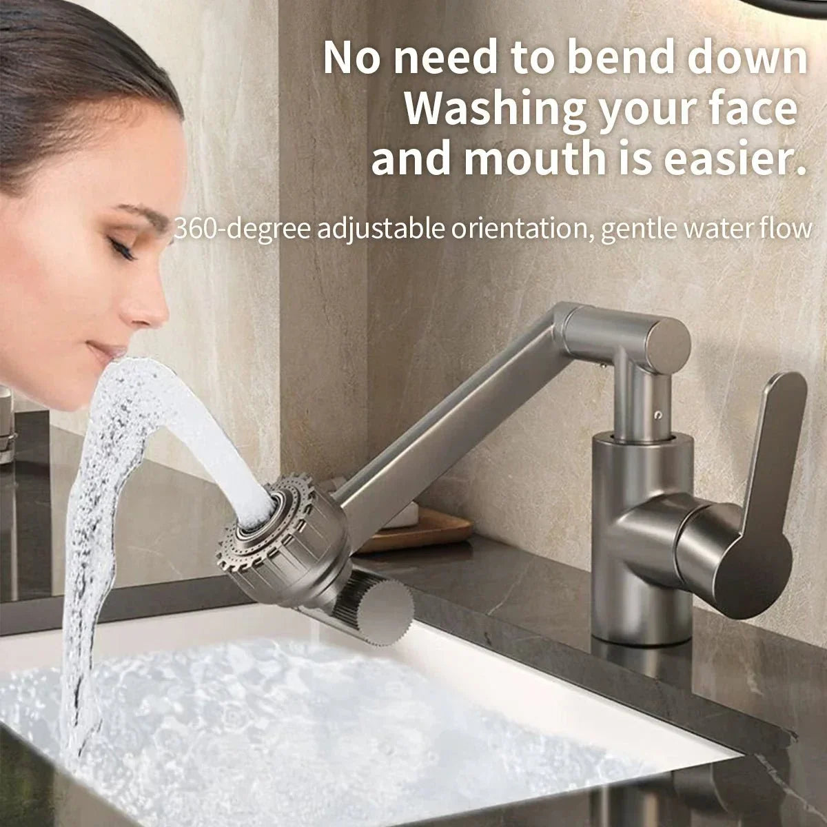 MECHAFLOW 360 – 360° robotic arm kitchen faucet with bubble & shower spray