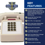 Med-Pat D2600C Retro Corded Desk Phone – Beige Analog Landline with Volume & Hearing Aid Support