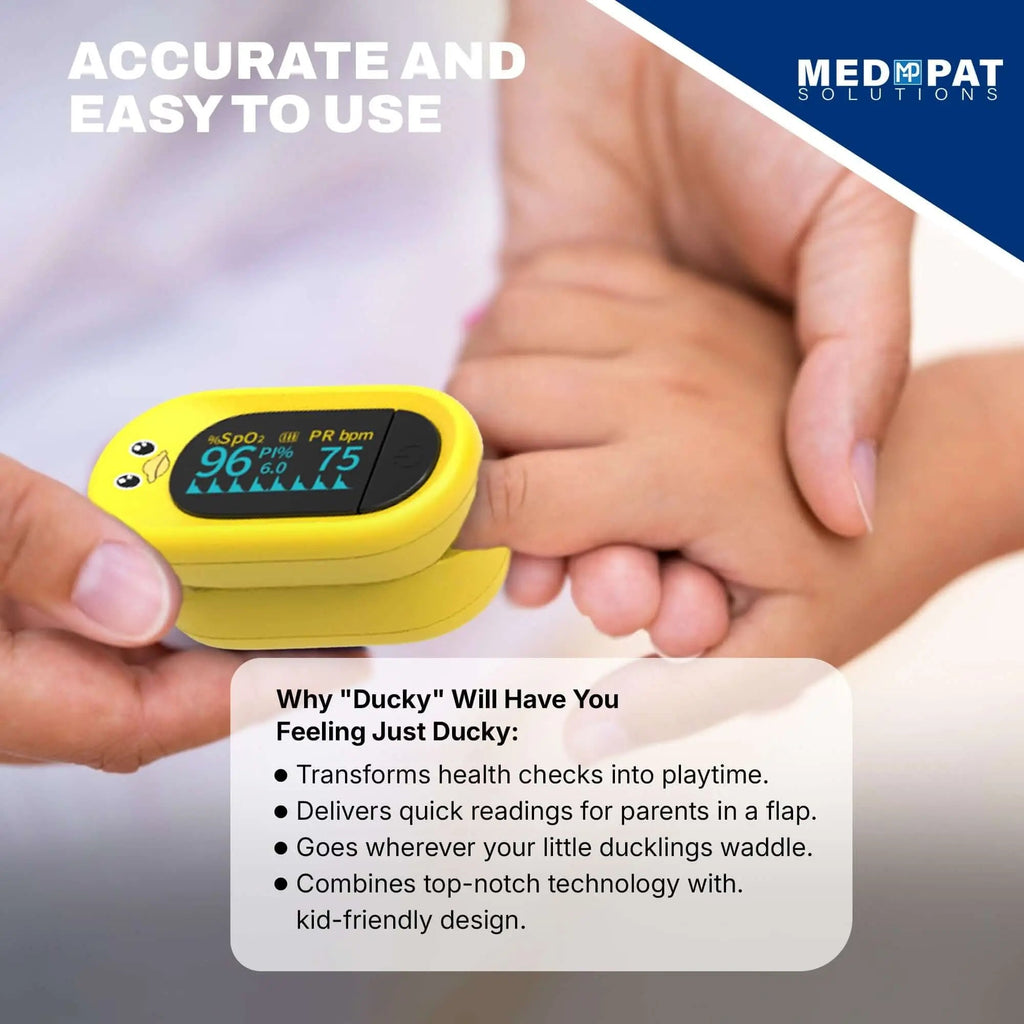 Med-Pat "Ducky" PXC-1 Kids Pulse Oximeter | Fast SpO2 & Heart Rate | FDA Cleared