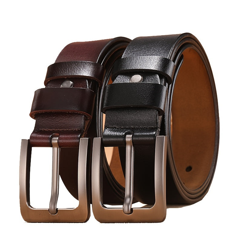 Men's Belt with Stylish Pin Buckle and Unique Finish