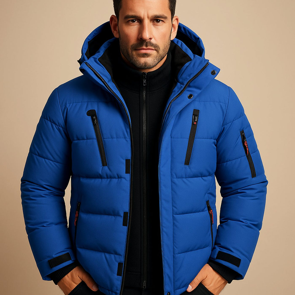 Men's Heavy-Duty Insulated Hooded Puffer Winter Jacket