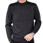 Men's Checked Knit Turtleneck Sweater