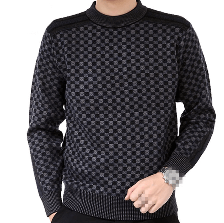 Men's Checked Knit Turtleneck Sweater
