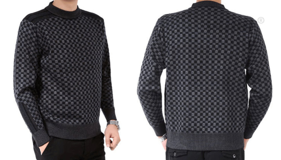 Men's Checked Knit Turtleneck Sweater