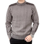 Men's Checked Knit Turtleneck Sweater