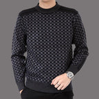 Men's Checked Knit Turtleneck Sweater