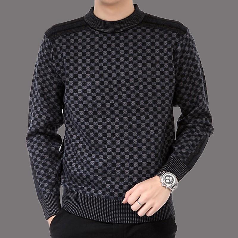 Men's Checked Knit Turtleneck Sweater