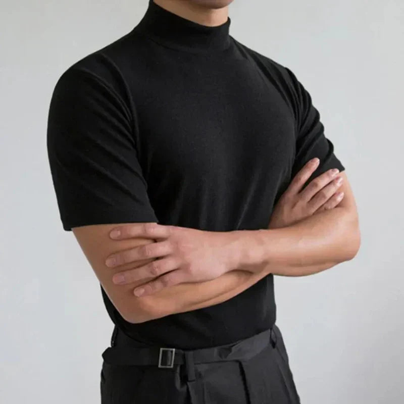 Men's T-shirt High Collar Casual for Daily Use