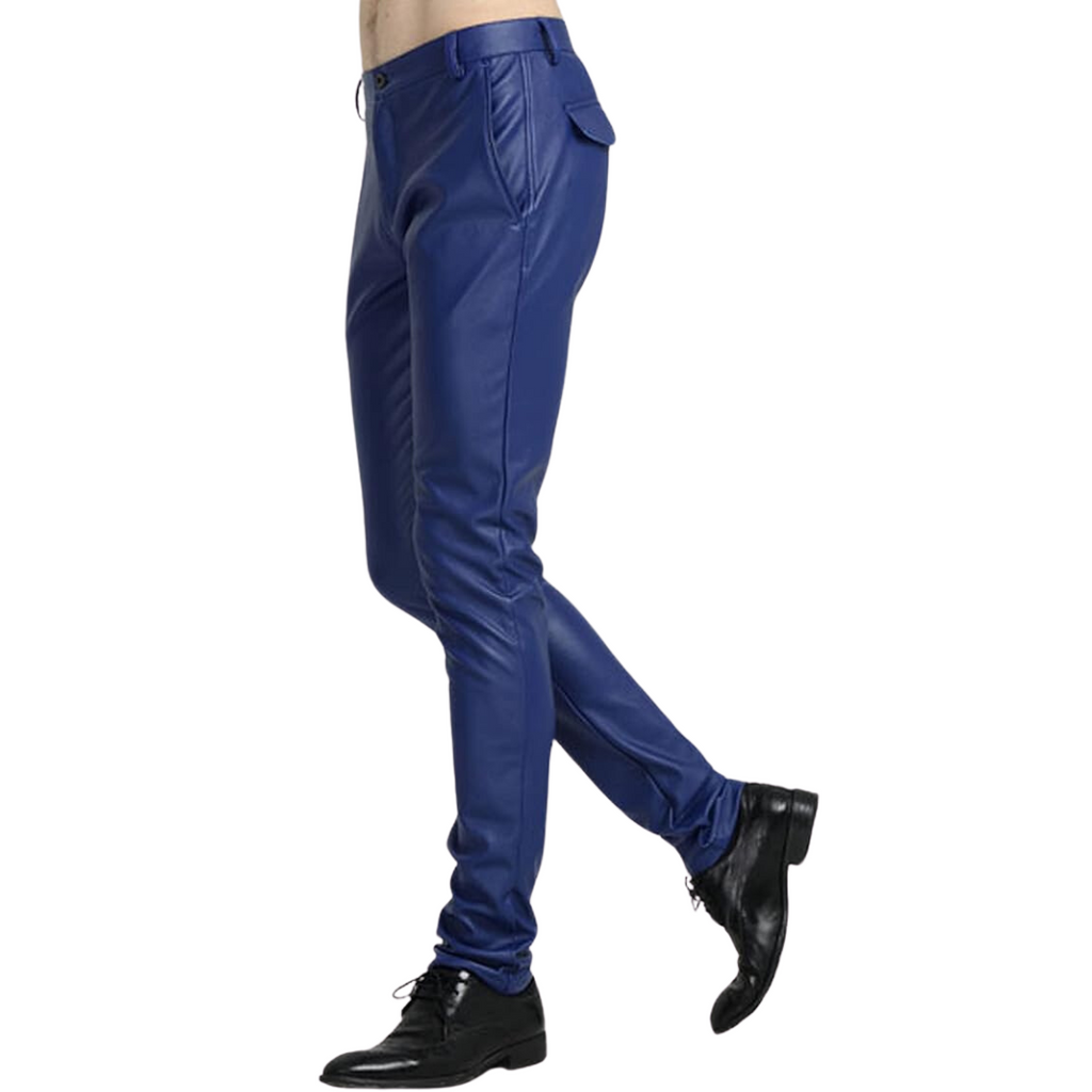 Men's Tapered Faux Leather Biker Trousers - Victor