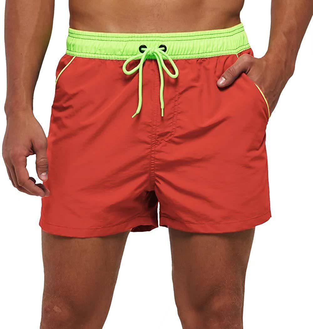 Men Swimwear Shorts Male Swimming Trunks with Adjustable Elastic Cord